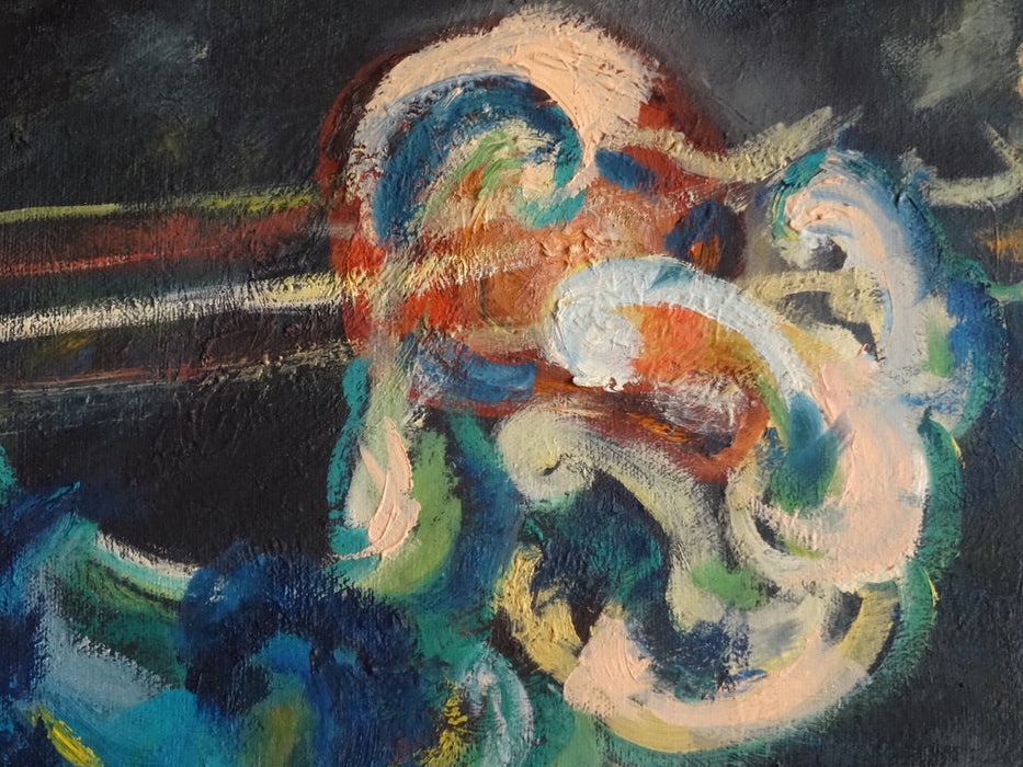 Mansourkhani Roya, Taar Player, Original Oil Painting, 48"x 42".-EZ Jewelry and Decor