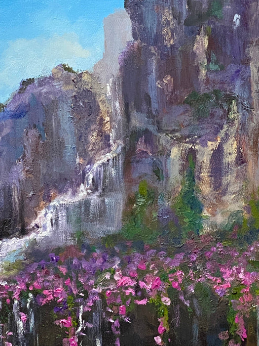 Shaida. M, Waterfall, Original Oil Painting, 24 X 30”-EZ Jewelry and Decor