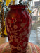 Red Vintage Glass Vase Japanese Hand Painted, Birds & Flowers- 9”-EZ Jewelry and Decor