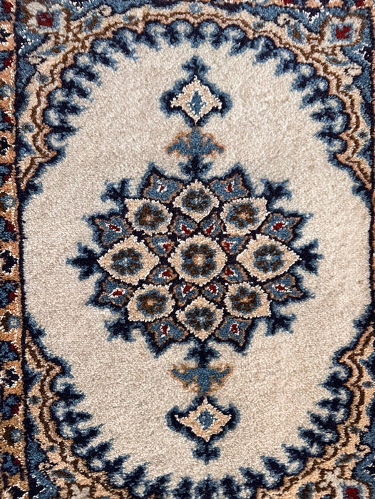 Persian Hand Knotted Small Rug- Nain Design, Wool & Silk accent, 23” x 16”-EZ Jewelry and Decor