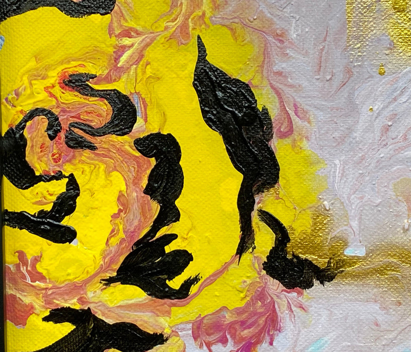 Shaida Mansourkhani, Yellow Roses, Framed Acrylic Original Painting. 23.5” x 19.5”-EZ Jewelry and Decor