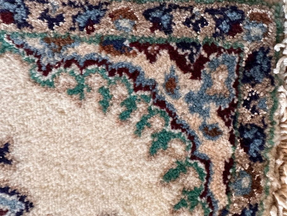 Persian Hand Knotted Small Rug- Nain Design, Wool & Silk accent, 22.5” x 16”, Small Beige Rug-EZ Jewelry and Decor