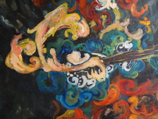 Mansourkhani Roya, Taar Player, Original Oil Painting, 48"x 42".-EZ Jewelry and Decor