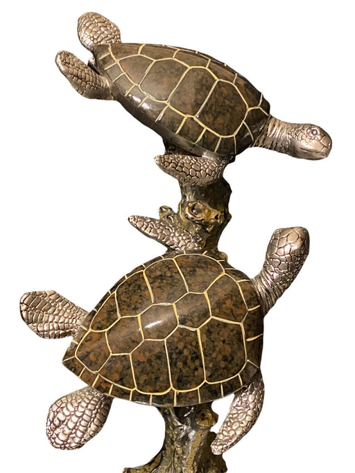 Vintage Sea Turtle Duet Figures, Hand Crafted, 12”-EZ Jewelry and Decor