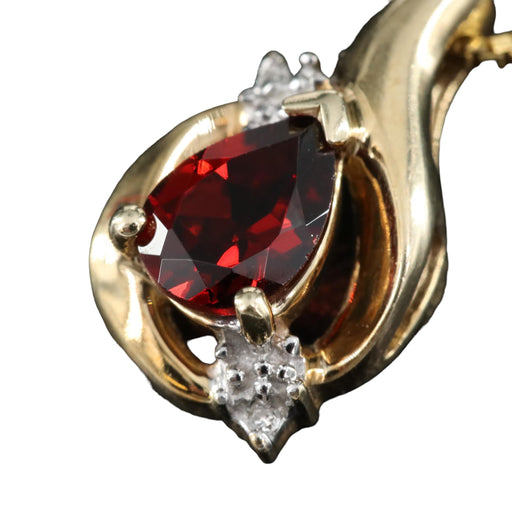 Exquisite 10K Garnet and Diamond Pendant with an  Italian 14K Box Chain, 17.75"-EZ Jewelry and Decor