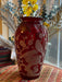 Red Vintage Glass Vase Japanese Hand Painted, Birds & Flowers- 9”-EZ Jewelry and Decor