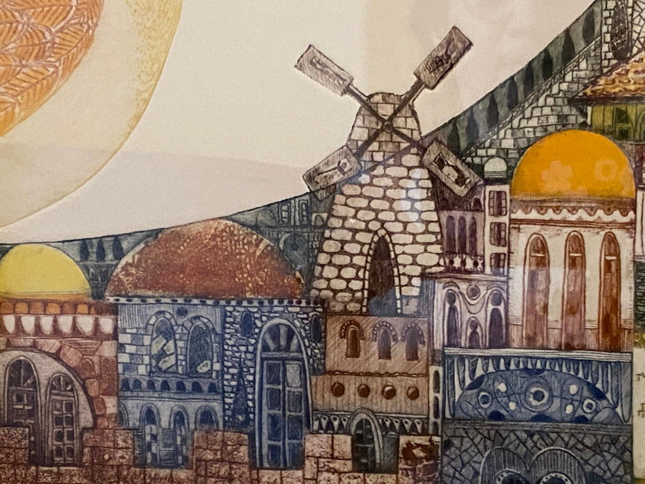 Amram Ebgi, Jerusalem Gate Limited Edition. 9/150. Hand Colored Etching with Intaglio Relief , Signed & Numbered-EZ Jewelry and Decor