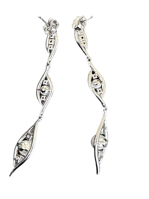 Dazzling Custom Earring Drop Silver and Crystal color, 2.5”, Gift Boxed jewelry-EZ Jewelry and Decor