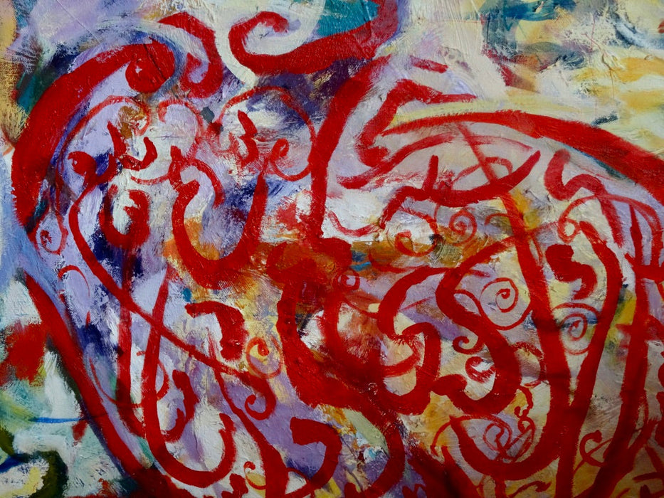 Original Abstract Oil Painting,  "No Shame with my Body" 7'6" x 4'9". by R. Mansourkhani.-EZ Jewelry and Decor