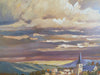 Max Hayslette, Village in The Sun, Oil Painting, 51” x 61”. Texture Print-EZ Jewelry and Decor