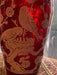 Red Vintage Glass Vase Japanese Hand Painted, Birds & Flowers- 9”-EZ Jewelry and Decor