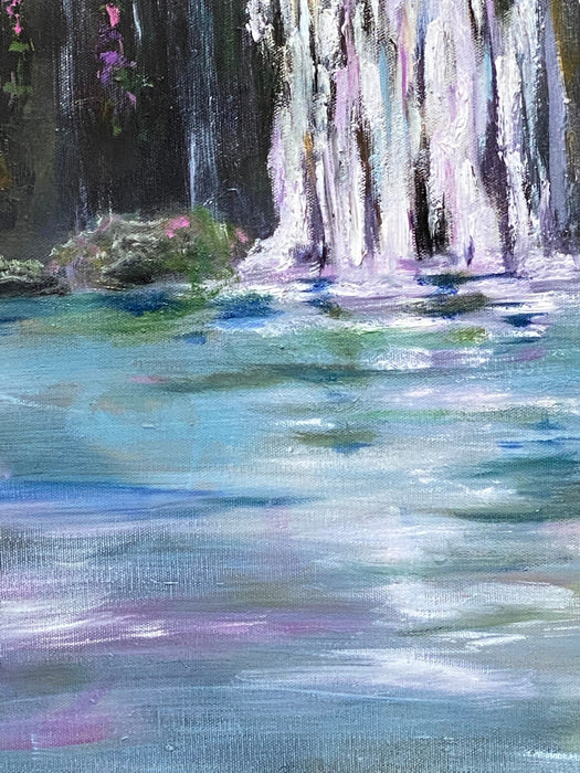 Shaida. M, Waterfall, Original Oil Painting, 24 X 30”-EZ Jewelry and Decor
