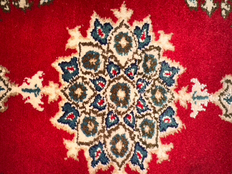 Persian Hand Knotted Small Rug- Nain Design, Wool & Silk accent, 24” x 15”, Red & Beige Rug-EZ Jewelry and Decor