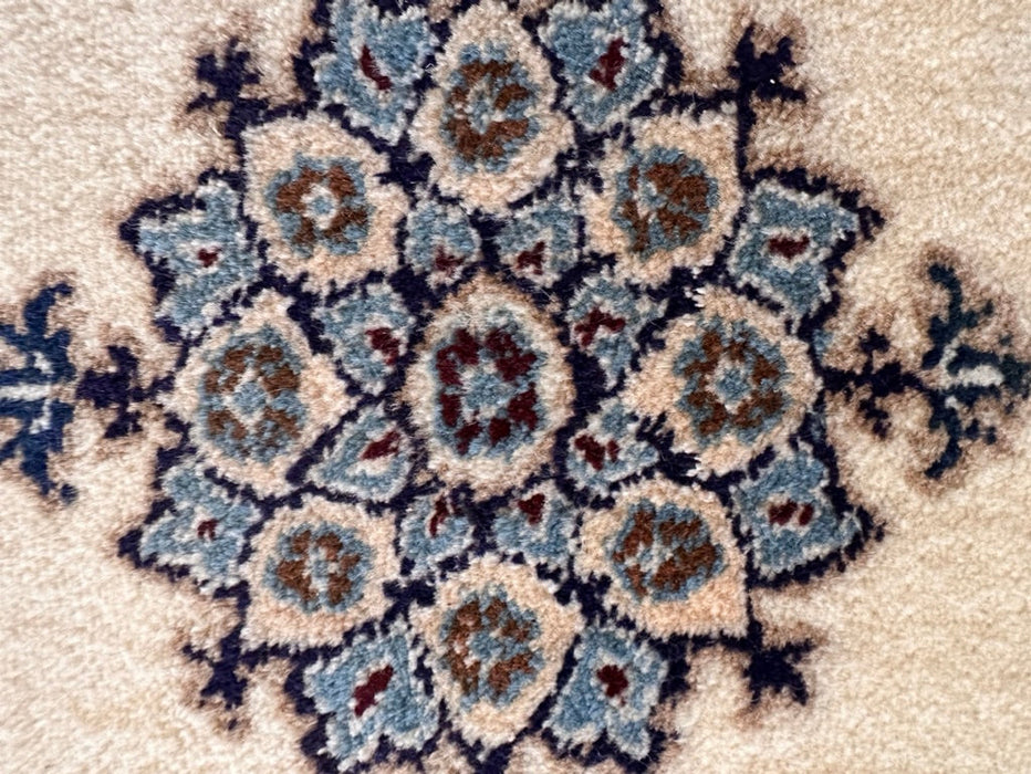 Persian Hand Knotted Small Rug- Nain Design, Wool & Silk accent, 22.5” x 16”, Small Beige Rug-EZ Jewelry and Decor