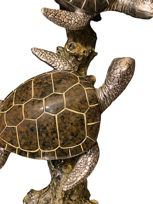 Vintage Sea Turtle Duet Figures, Hand Crafted, 12”-EZ Jewelry and Decor