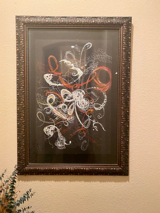 Framed Abstract Painting ,Blooming, Mixed Media Art. by Roya Mansourkhani, 30" x  40".-EZ Jewelry and Decor