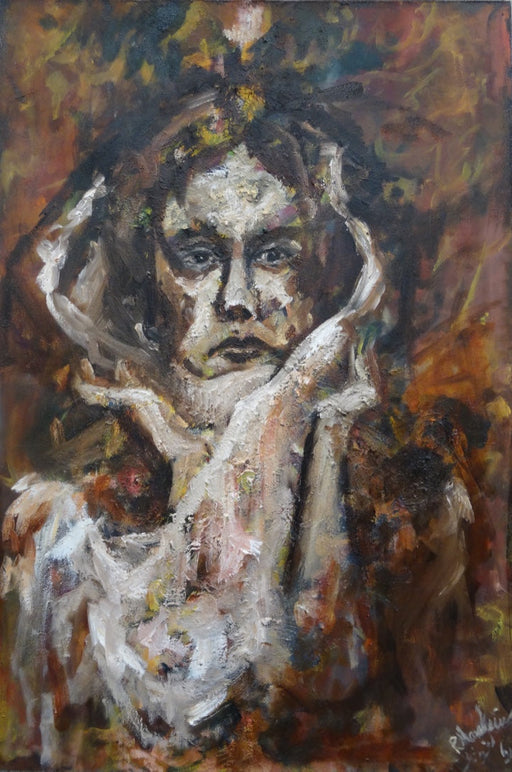 R. Mansourkhani, No One 1 , Original Portrait Oil Painting, 36” x 24”-EZ Jewelry and Decor
