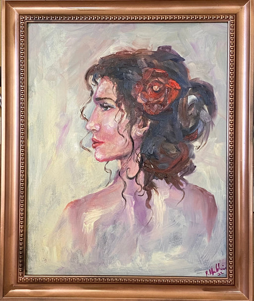 R.Mansourkhani, Rosa, Framed Original Oil Painting, 24” x 20”-EZ Jewelry and Decor