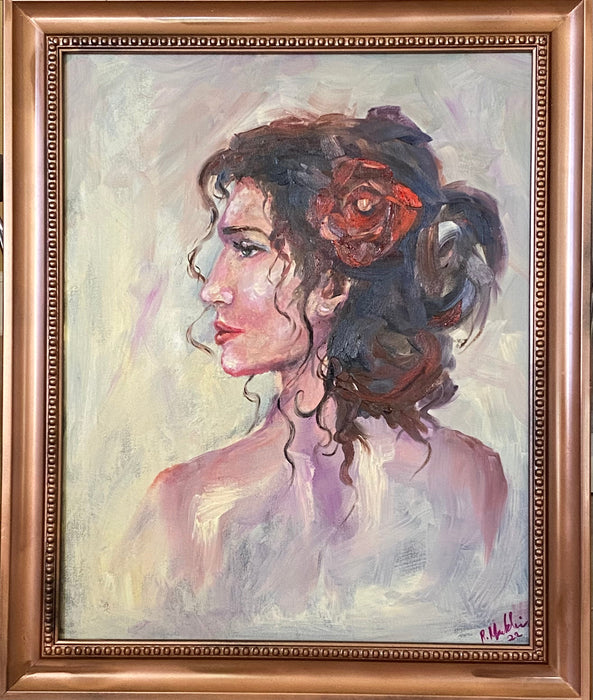 R.Mansourkhani, Rosa, Framed Original Oil Painting, 24” x 20”-EZ Jewelry and Decor