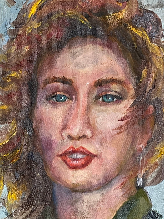 Portrait Oil Painting "Girl in Wind", Framed Original Oil Painting by R.Mansourkhani, 24” x 20”-EZ Jewelry and Decor