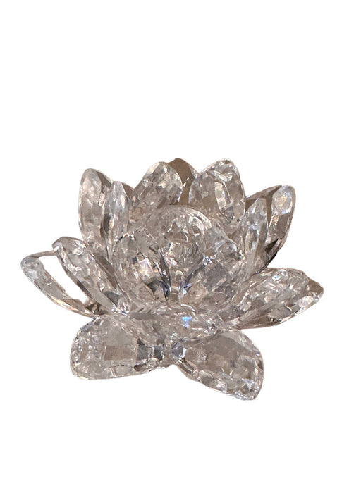 Vintage Swarovski Waterlily White Crystal Candle Holder (Small)2” x 3”-EZ Jewelry and Decor