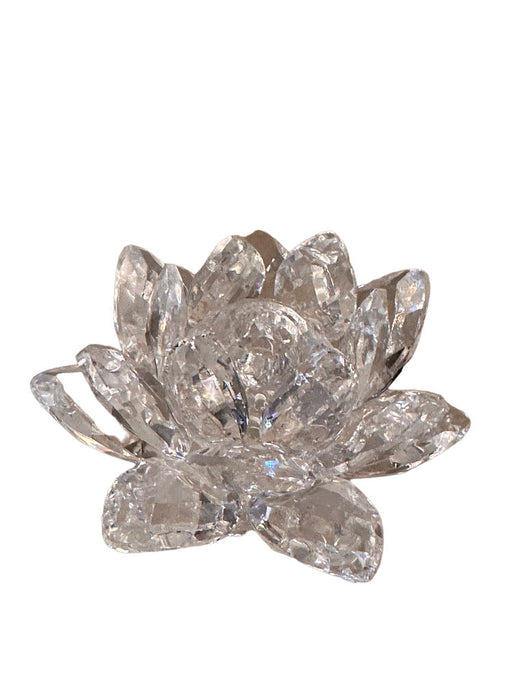 Vintage Swarovski Waterlily White Crystal Candle Holder (Small)2” x 3”-EZ Jewelry and Decor