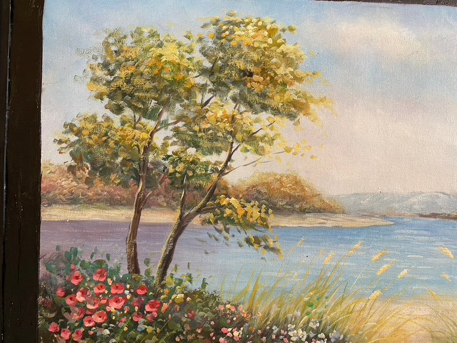 T. Manley, Untitled, Framed Original Landscape Oil Painting. 24.5” x 30”-EZ Jewelry and Decor