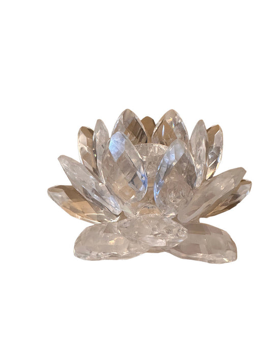 Vintage Swarovski Waterlily White Crystal Candle Holder (Small)2” x 3”-EZ Jewelry and Decor
