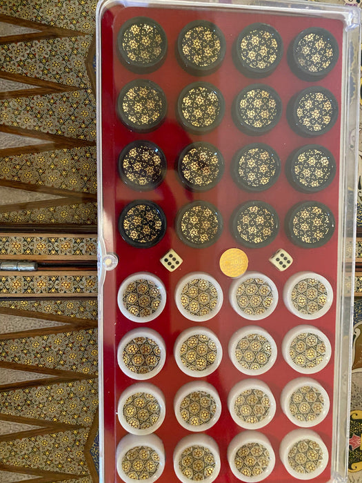 Gorgeous Persian Handcrafted Backgammon And Chess Micro Mosaic, Khatamkari.-EZ Jewelry and Decor