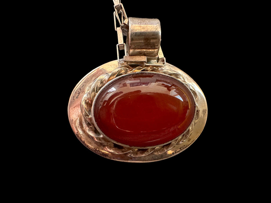 Vintage Chic Hand-Crafted Sterling Silver & Carnelian Necklace, Gift Boxed-EZ Jewelry and Decor
