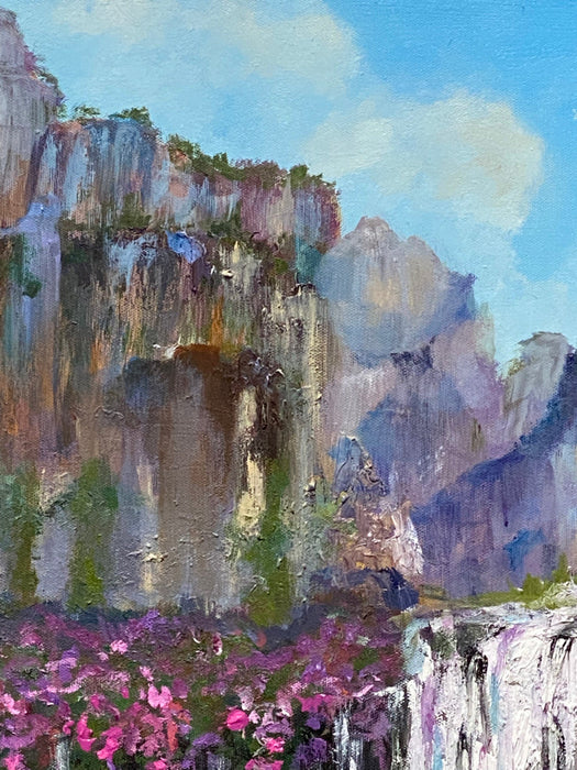 Shaida. M, Waterfall, Original Oil Painting, 24 X 30”-EZ Jewelry and Decor