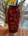 Red Vintage Glass Vase Japanese Hand Painted, Birds & Flowers- 9”-EZ Jewelry and Decor