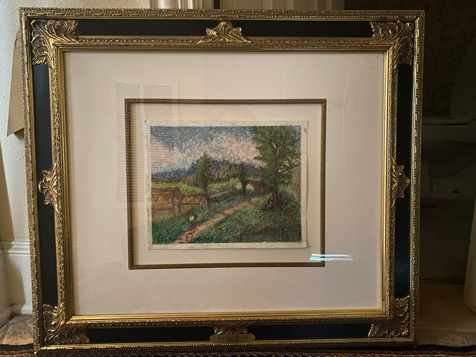 Certified Authentique Paul Emile Pissarro Pastel Painting in Original Frame, Le Petit Chemin, Pastel-EZ Jewelry and Decor