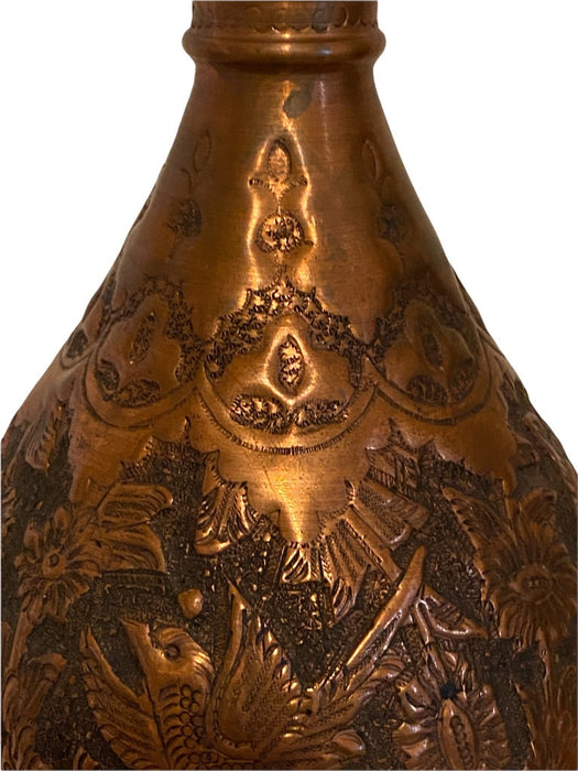 Persian Engraved Copper Handcrafted Vase, Ghalamzani. 11.5”-EZ Jewelry and Decor