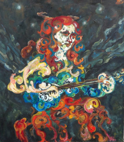 Mansourkhani Roya, Taar Player, Original Oil Painting, 48"x 42".-EZ Jewelry and Decor