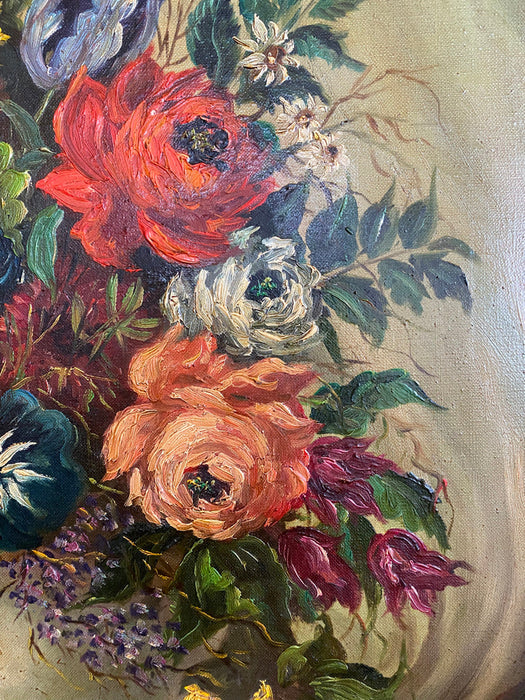 Ferreiro , Roses in a Vase. Original Framed Oil Painting, 23.5” x 27.5”-EZ Jewelry and Decor