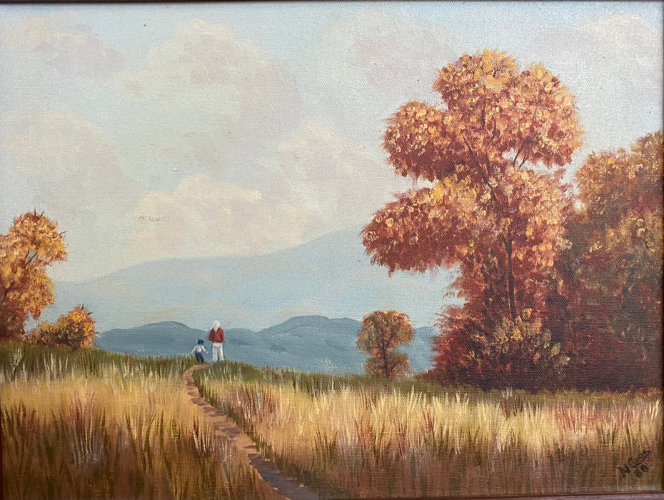 N. Cook, Fall, Framed Original Oil Painting,-EZ Jewelry and Decor