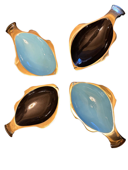 Fish Trays, Enameled Tray in Turquoise Blue and Black. Serving Tray/ Shelf Décor, Dresser Tray, Enameled Painted. 6.5” x 3.5”-EZ Jewelry and Decor