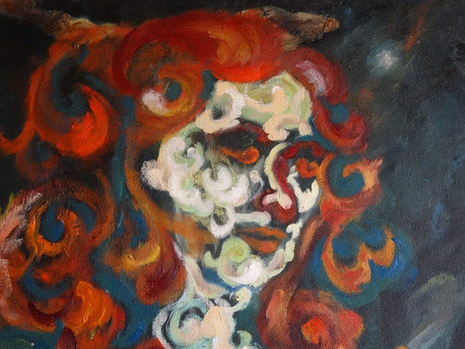 Mansourkhani Roya, Taar Player, Original Oil Painting, 48"x 42".-EZ Jewelry and Decor