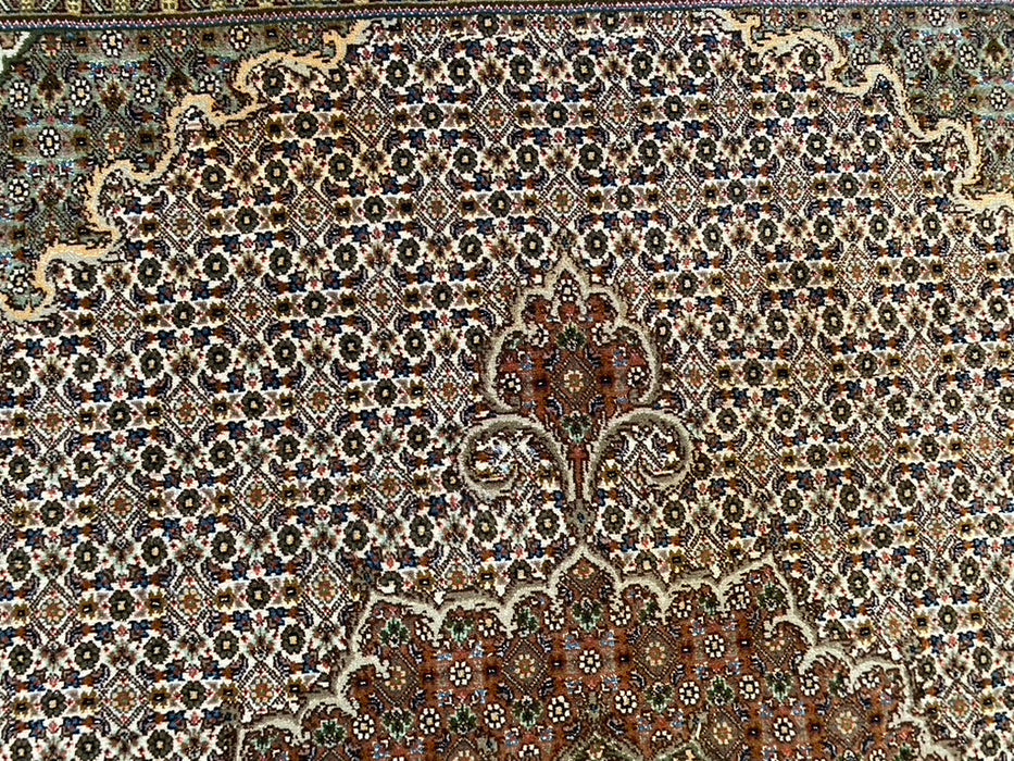 Persian Tabriz Mahi Rug, Hand Knotted Rug, Silk & Wool, 6'6"x6'6"-EZ Jewelry and Decor