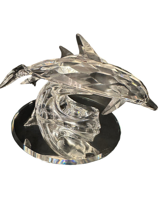 Swarovski Crystal Collection Two Dolphins, Vintage Swarovski Crystal Dolphins, Lot Of 2.3” X 5”-EZ Jewelry and Decor