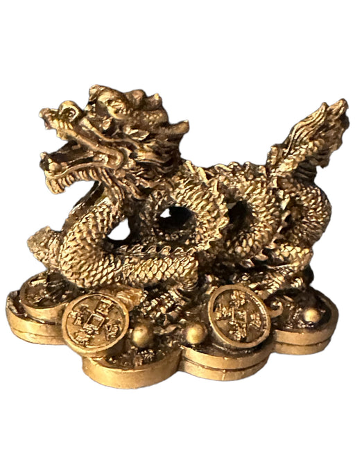 Vintage Chinese Resin Golden Dragon, 2 “ x  2.5”-EZ Jewelry and Decor