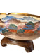 Antique Japanese Satsuma 8.5in Bowl on Wooden Stand, Hand Made & painted. Taisho period Signed & Trimmed in Gold-EZ Jewelry and Decor