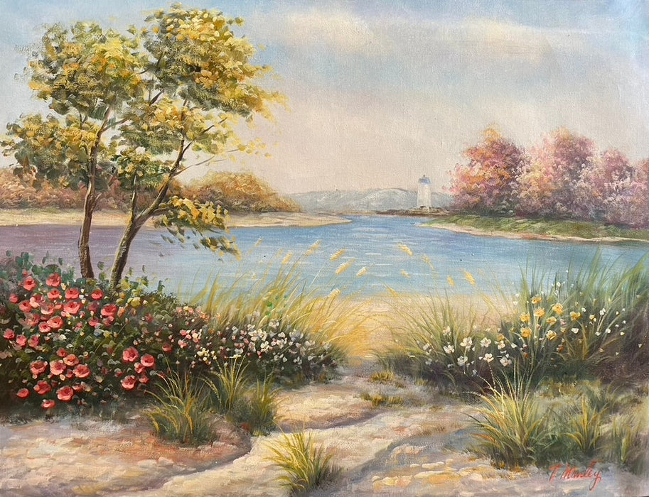 T. Manley, Untitled, Framed Original Landscape Oil Painting. 24.5” x 30”-EZ Jewelry and Decor
