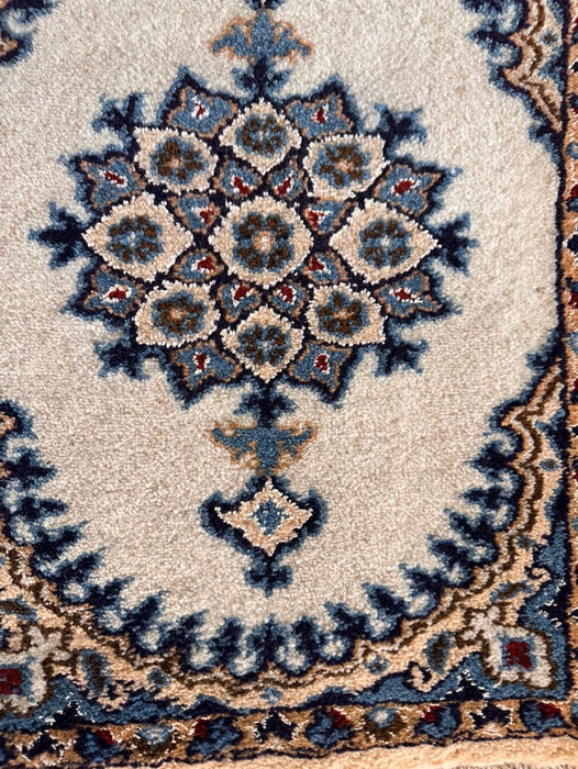 Persian Hand Knotted Small Rug- Nain Design, Wool & Silk accent, 23” x 16”-EZ Jewelry and Decor