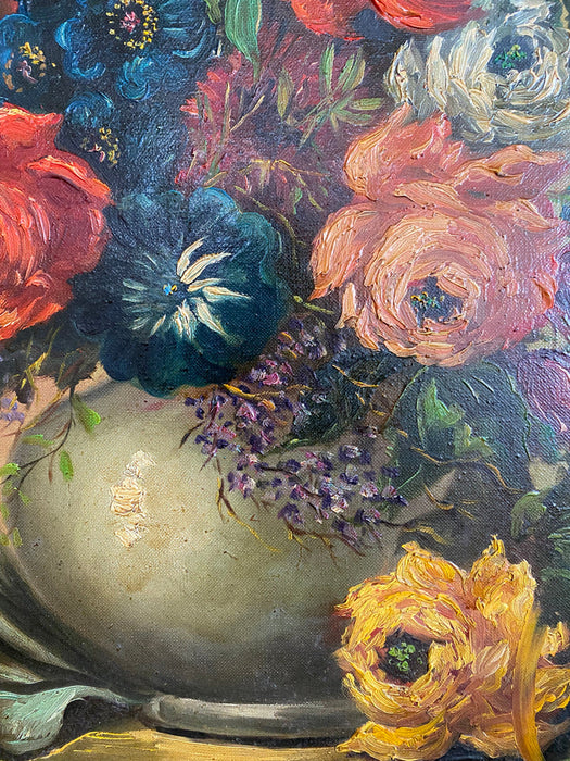 Ferreiro , Roses in a Vase. Original Framed Oil Painting, 23.5” x 27.5”-EZ Jewelry and Decor