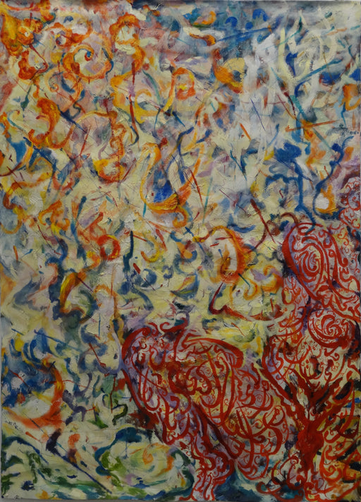 Original Abstract Oil Painting,  "No Shame with my Body" 7'6" x 4'9". by R. Mansourkhani.-EZ Jewelry and Decor