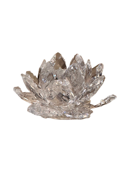 Vintage Swarovski Waterlily White Crystal Candle Holder (Small)2” x 3”-EZ Jewelry and Decor