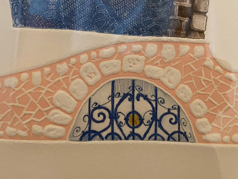 Amram Ebgi, Jerusalem Gate Limited Edition. 9/150. Hand Colored Etching with Intaglio Relief , Signed & Numbered-EZ Jewelry and Decor
