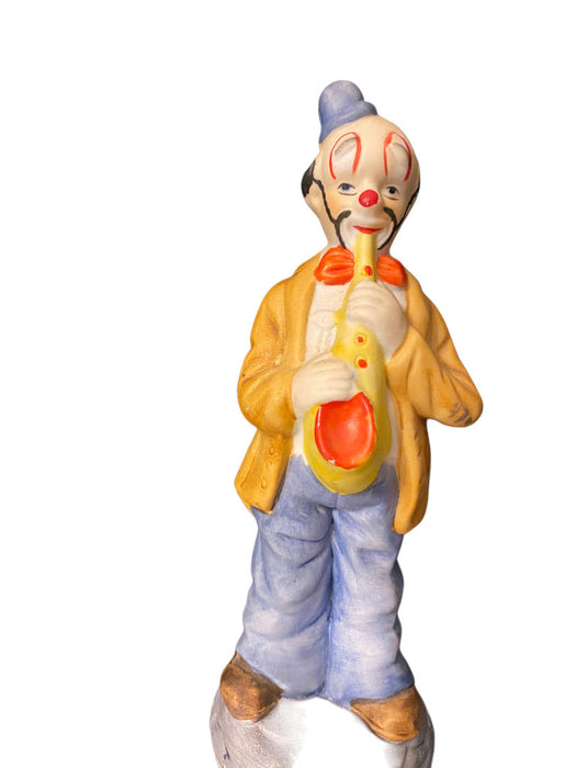 Vintage Set Of Three  Ceramic Clown, Two Playing Saxophone, 8” T-EZ Jewelry and Decor